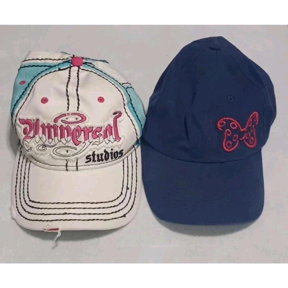 Disney Parks Hat Bundle Lot Adjustable Sizing Universal Studios Minnies Bow Blue